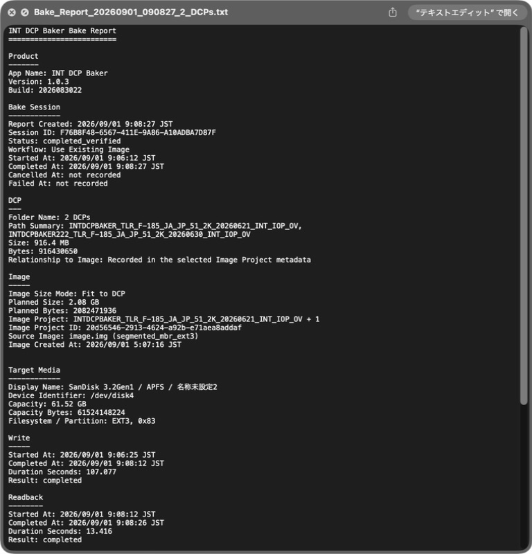 Bake Report