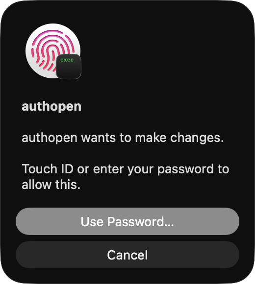 Second macOS authorization
