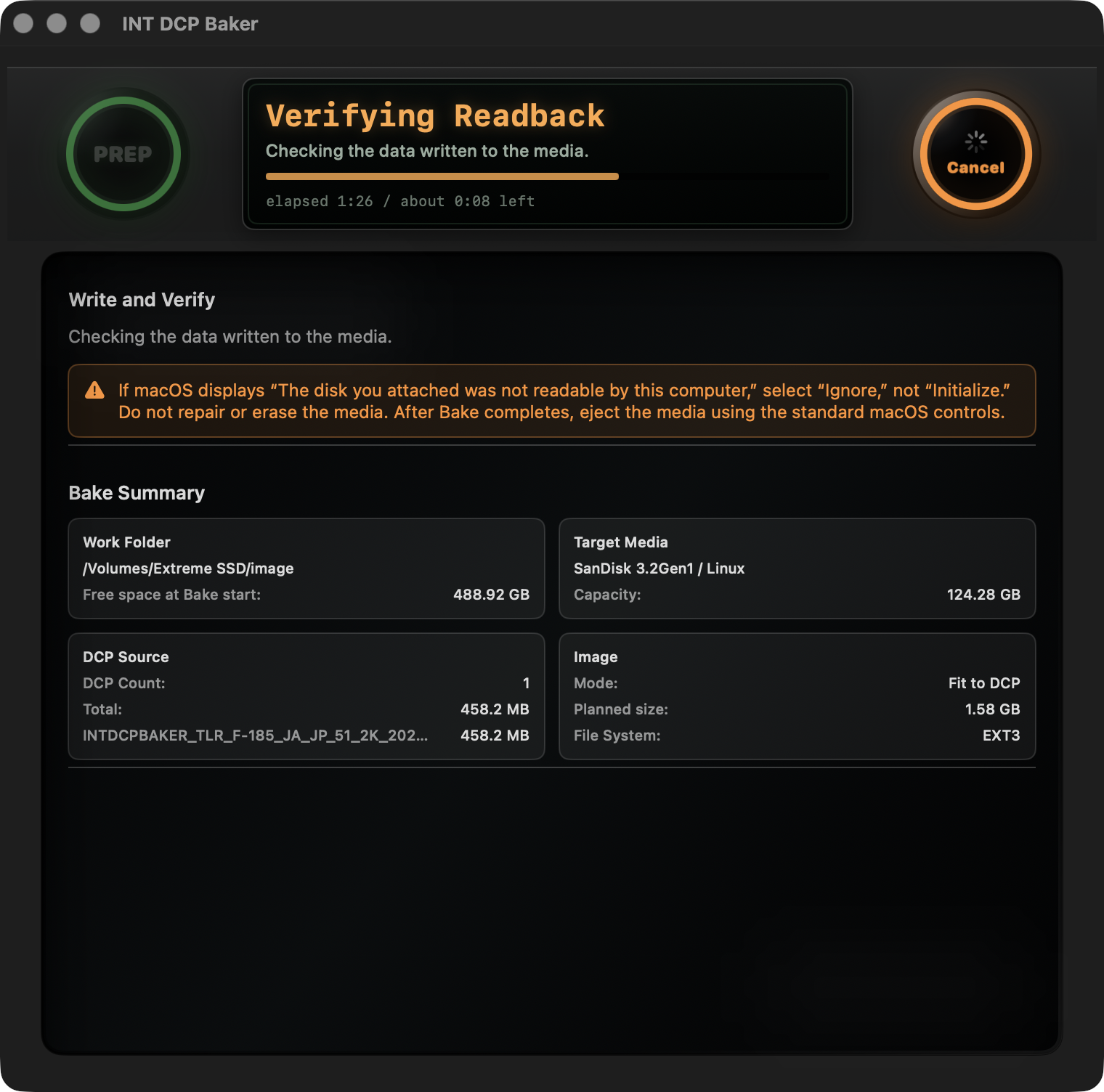 Readback Verification in progress