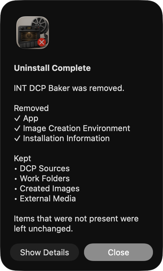 Standard uninstallation complete