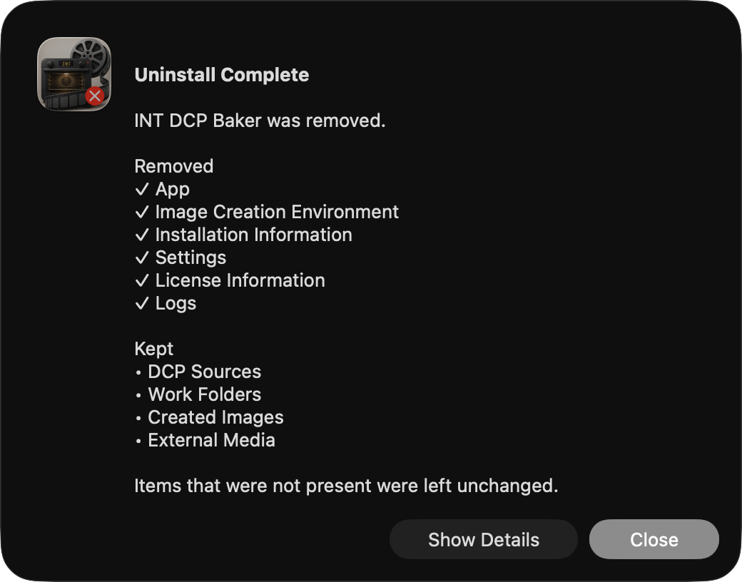 Complete uninstallation result