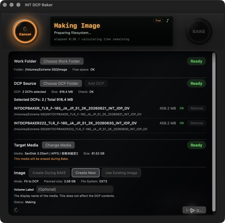 Image creation progress
