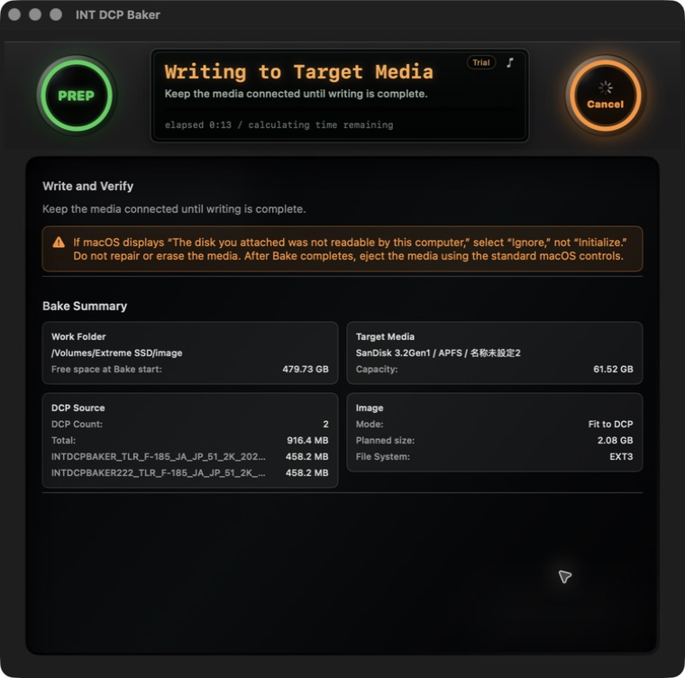 Media write progress