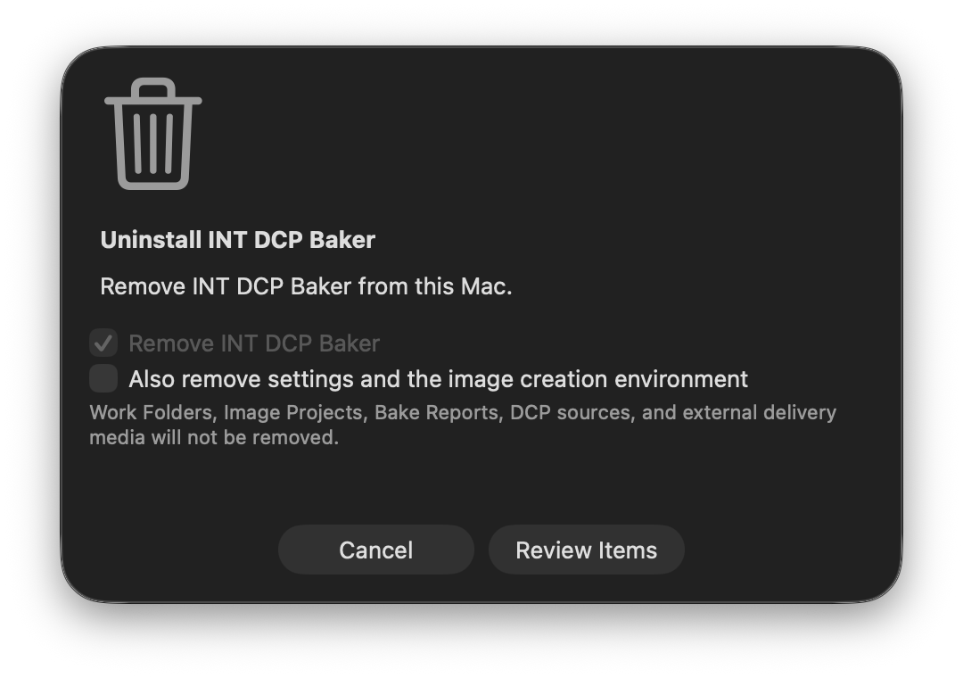 Uninstaller initial screen