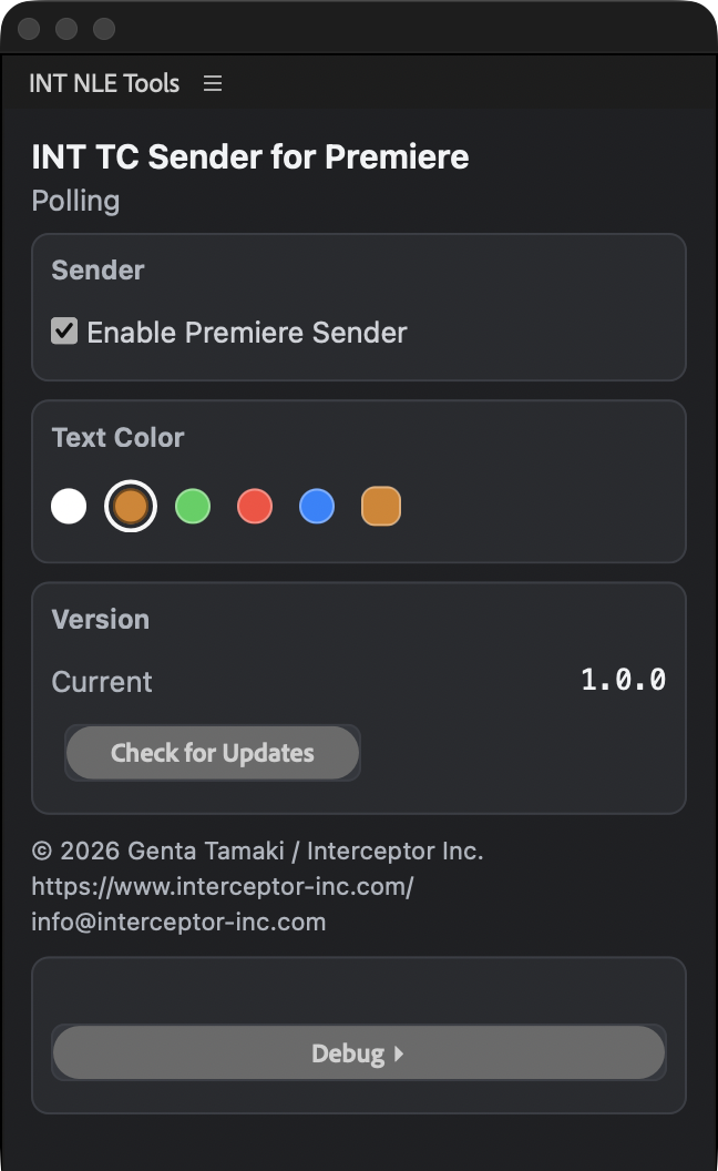 INT TC Sender for Premiere