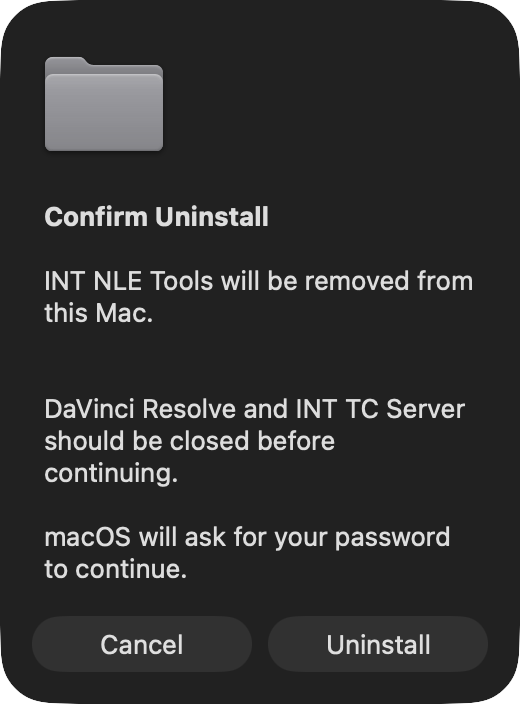 Uninstall confirmation